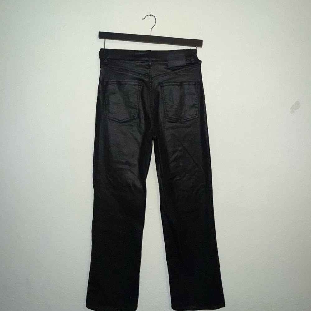Black leather Straight-Leg Jeans
